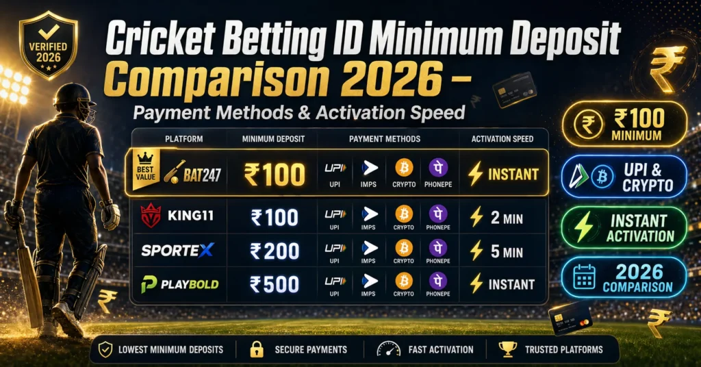 cricket betting ID minimum deposit